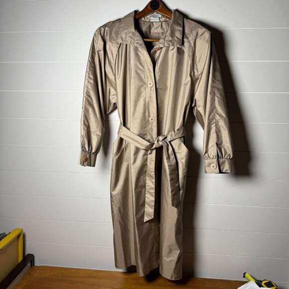 British Mist Taupe Trench Coat Size 11/12 with Belt - Picture 7 of 11